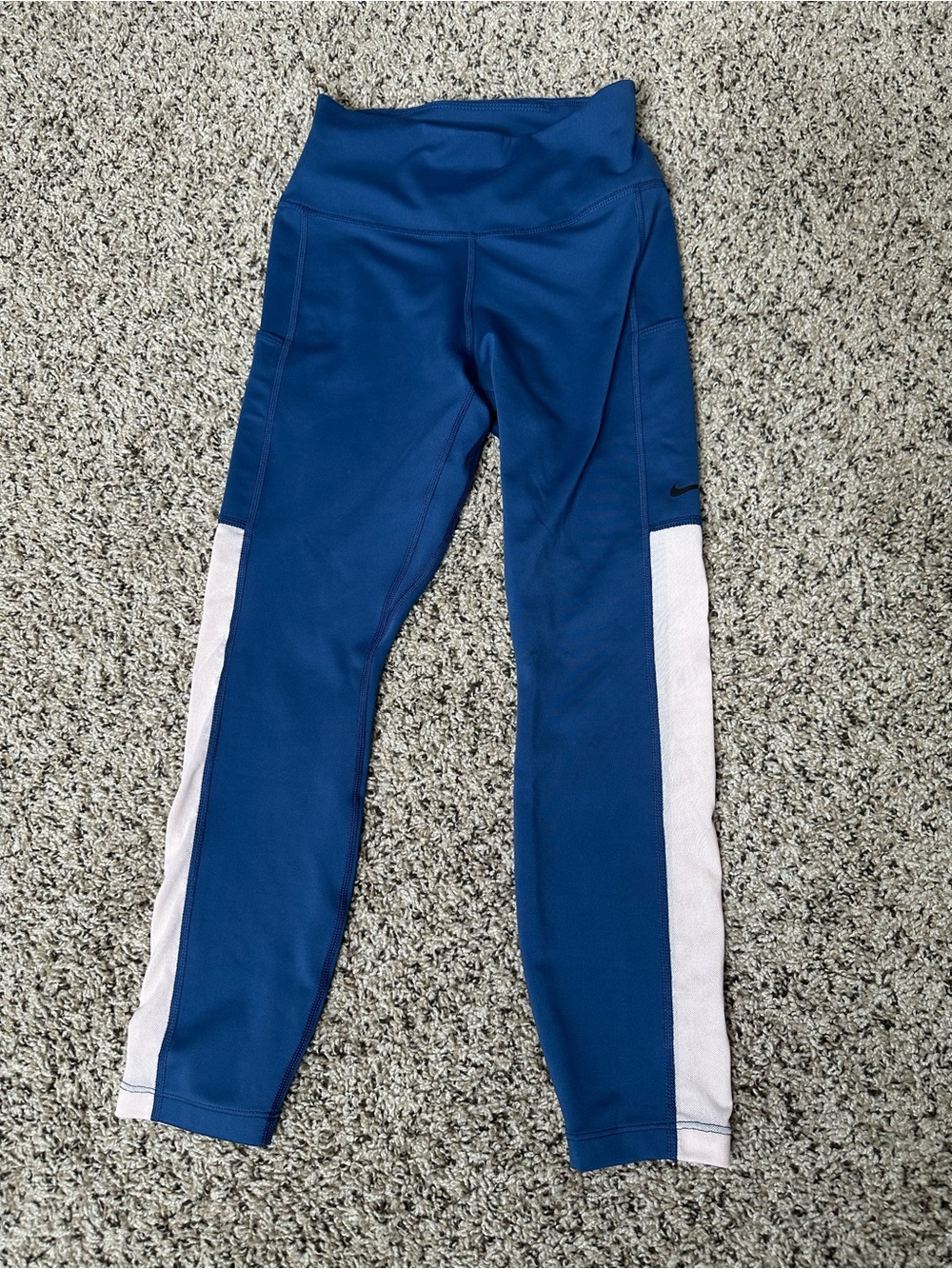 Nike Blue High-Waist Jeggings with White Side Panels